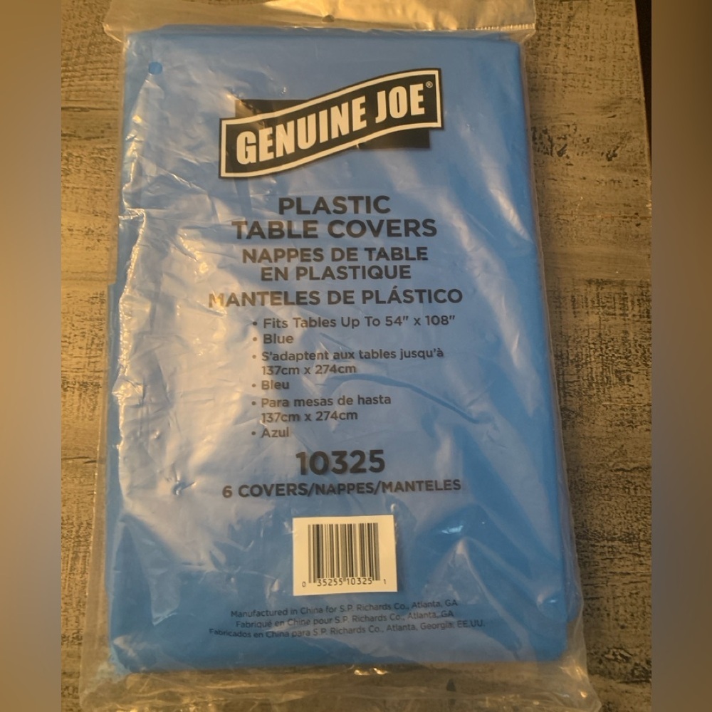 Blue Plastic Genuine Joe Table Covers, 6 Pack, 54”X108” NWT